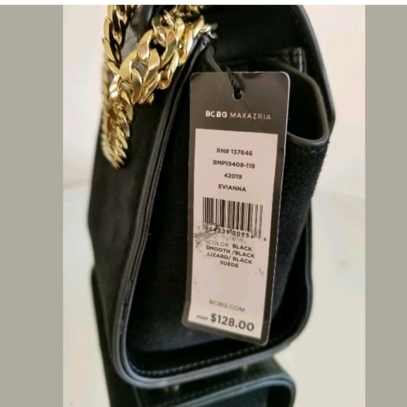 BCBGMAXAZRIA Evianna Black Lizard Bag - Picture 6 of 8